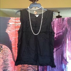 Preppy black ruffled J. Crew tank top